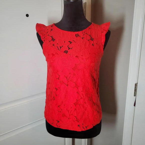 Monteau Red Lacey Women's Blouse Size Small NWOT | Francesca's Collections - Picture 1 of 12